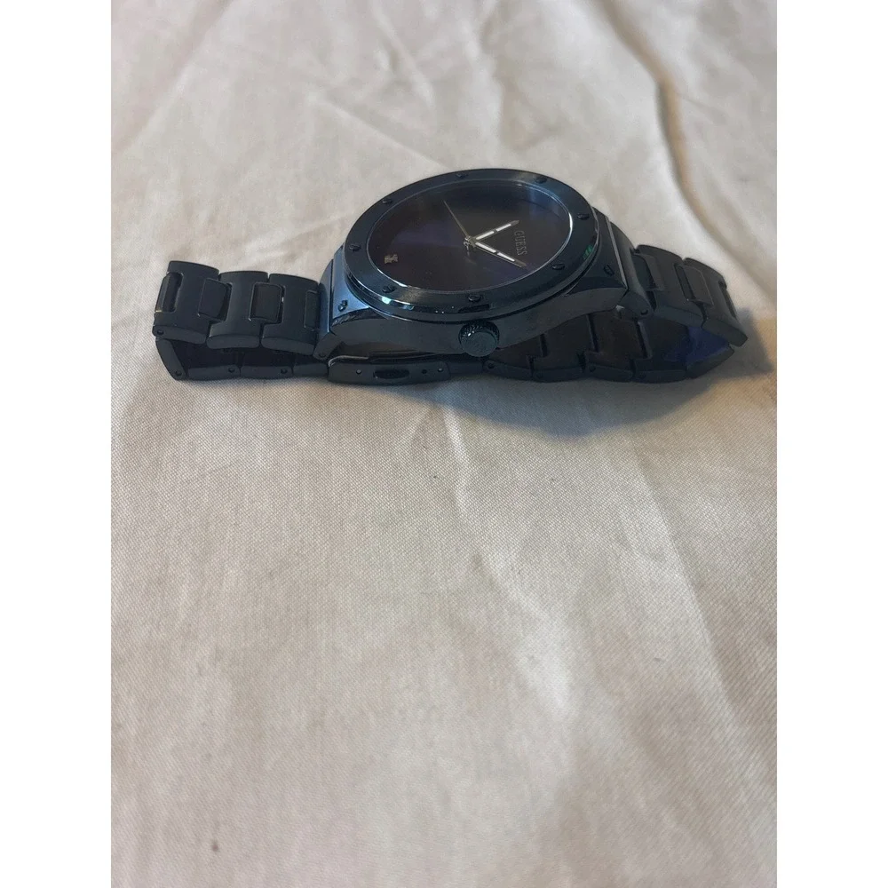 Guess Watch Men OS Black Purple Good Minimalist Crystal‎ U0161G3 Stainless Steel